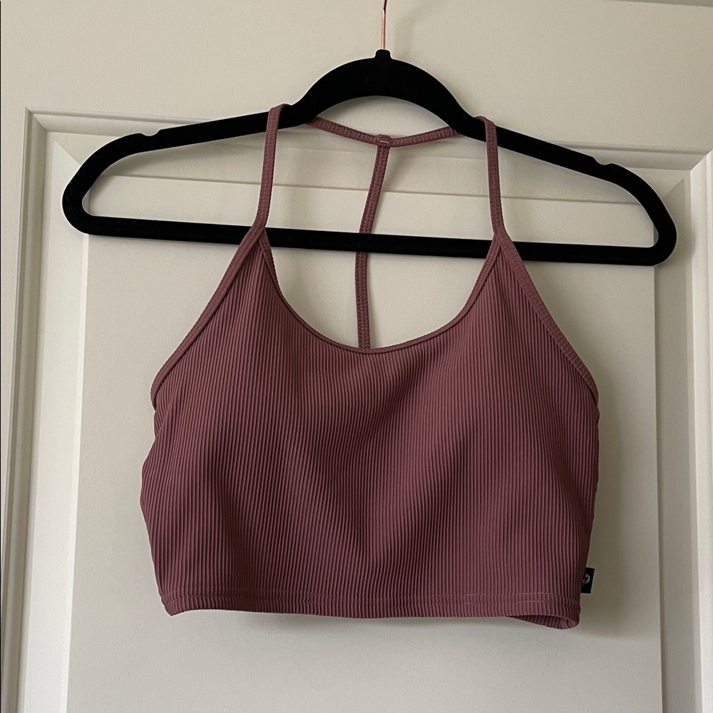 POPFLEX Ribbed Dusty Rose Crop Top